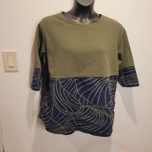 Cos size m green/blue pri t mixed Media top